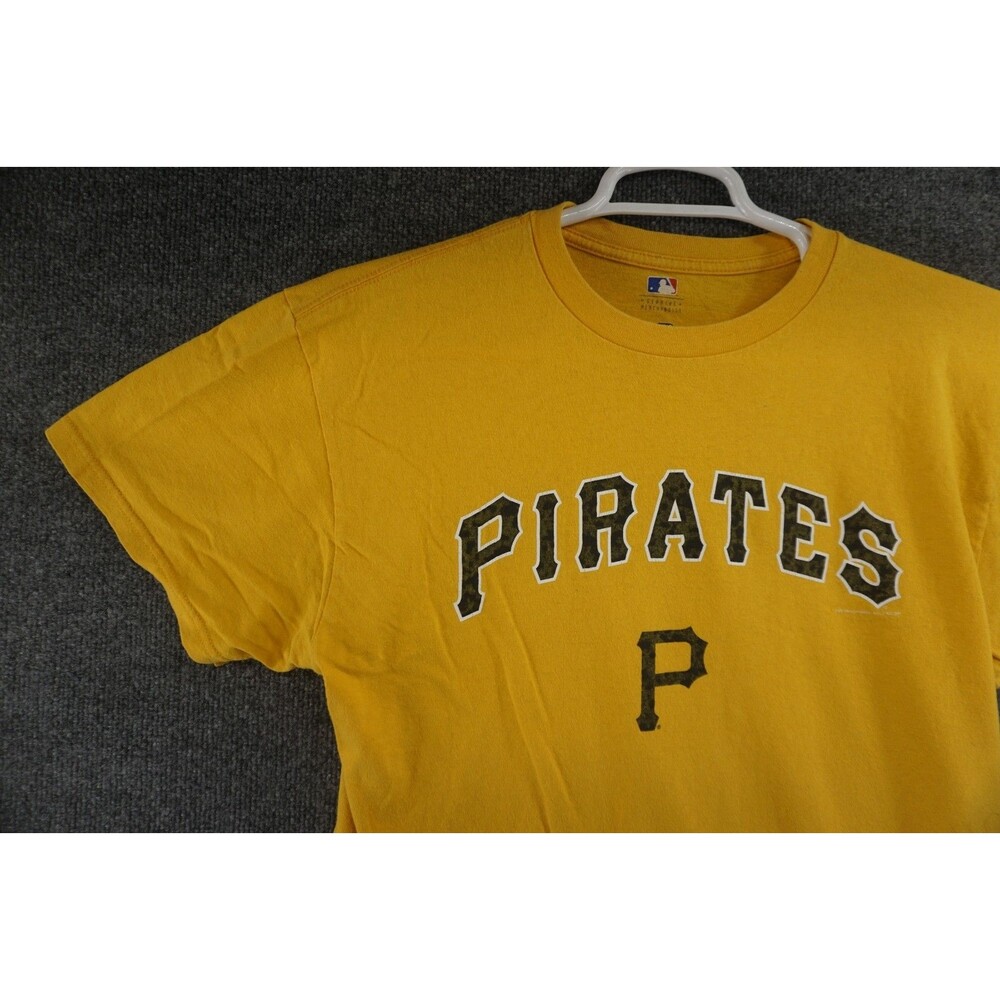 Pittsburgh Pirates T Shirt Mens Large Yellow Short Sleeve MLB Genuine Apparel